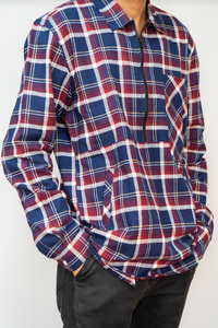 Thumbnail for Zippered Checks Overshirt