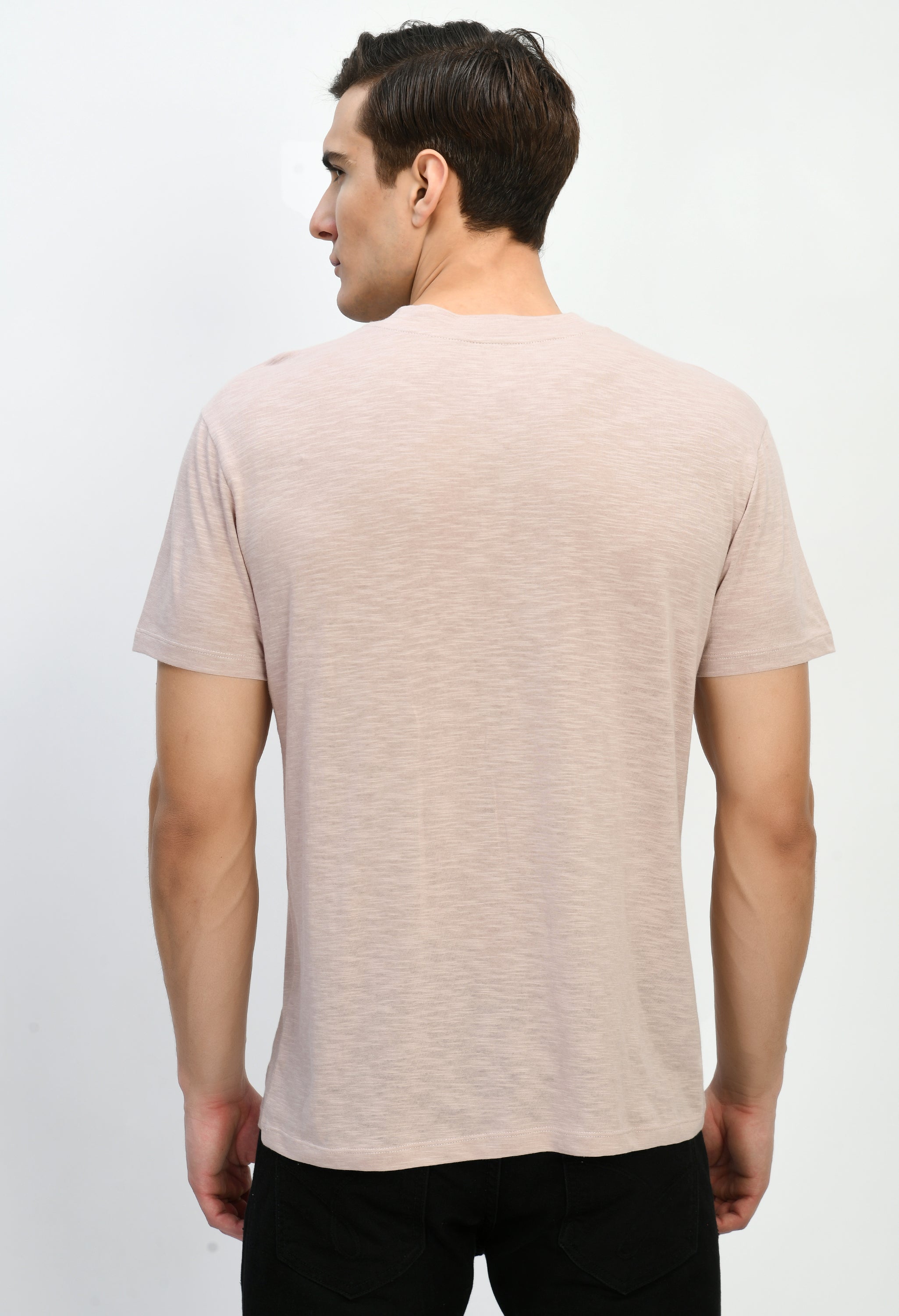 Peach Cotton Solid T-Shirt