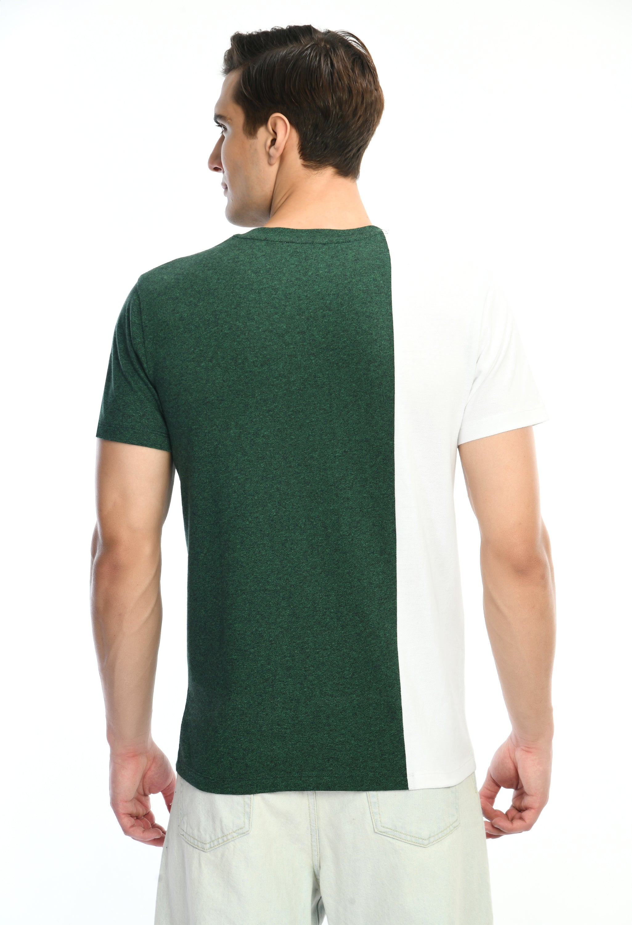 Color Blocked T-shirt (White & Green )