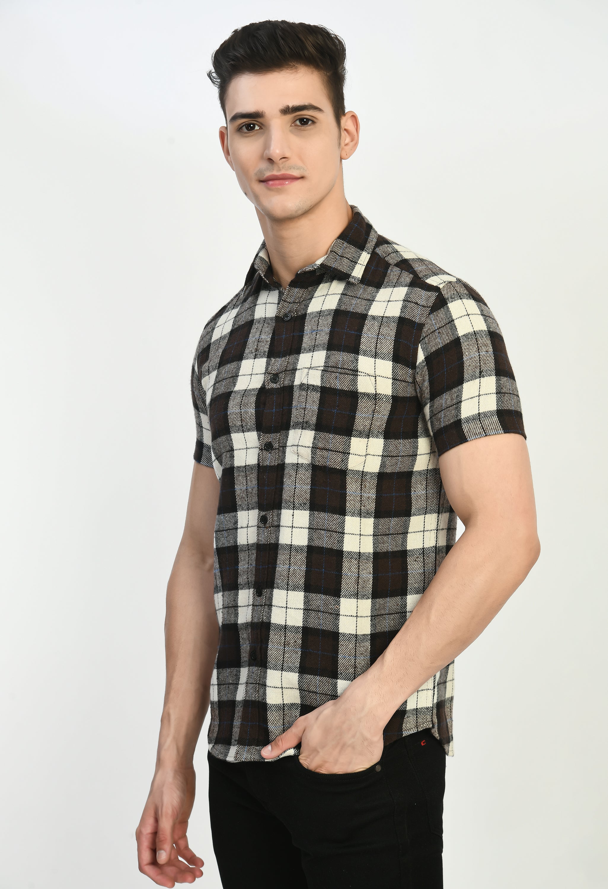 Men's Half Sleeves BBW Flannel Shirt