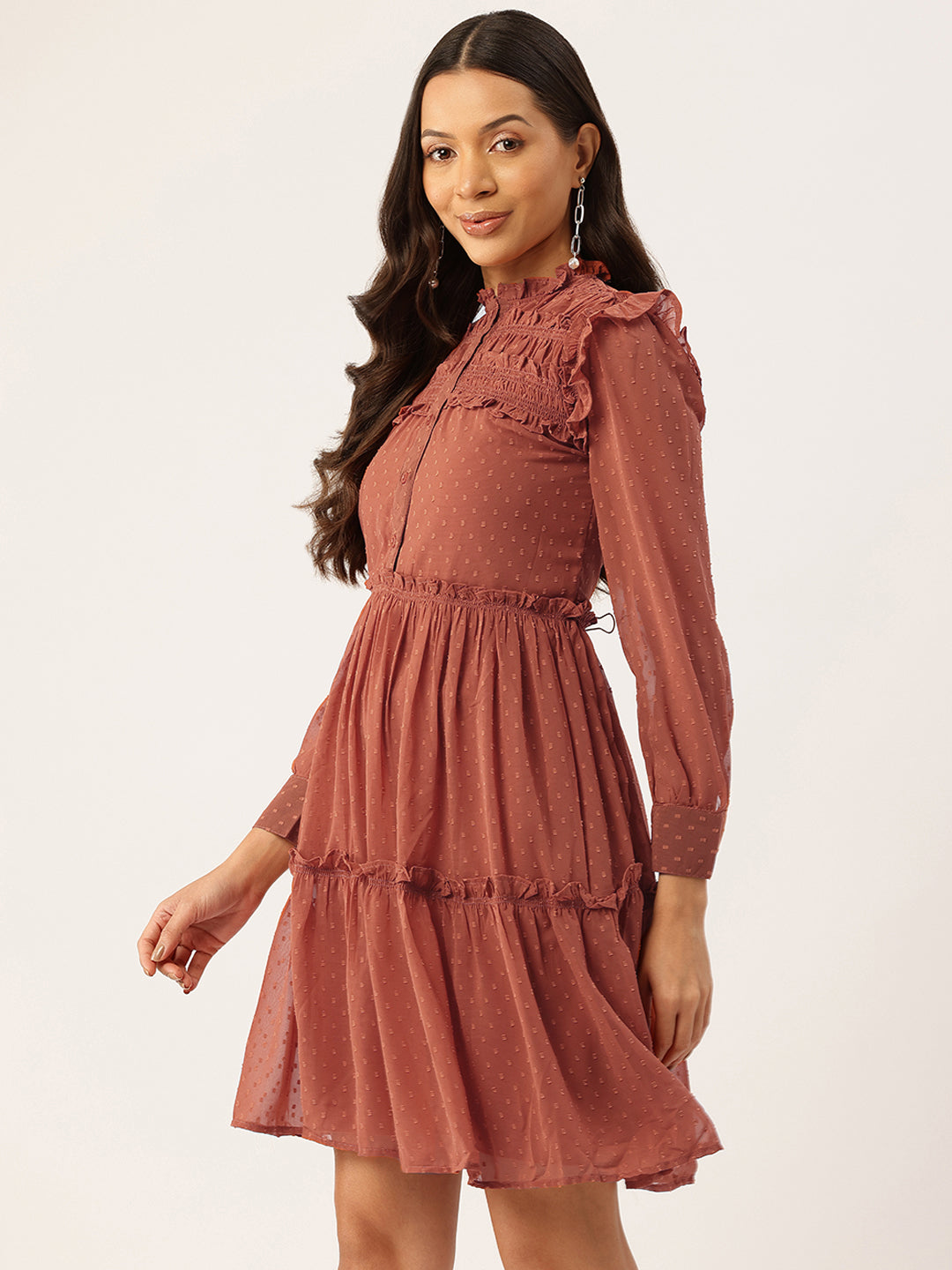 Ruffled Chiffon Fit & Flare Dress