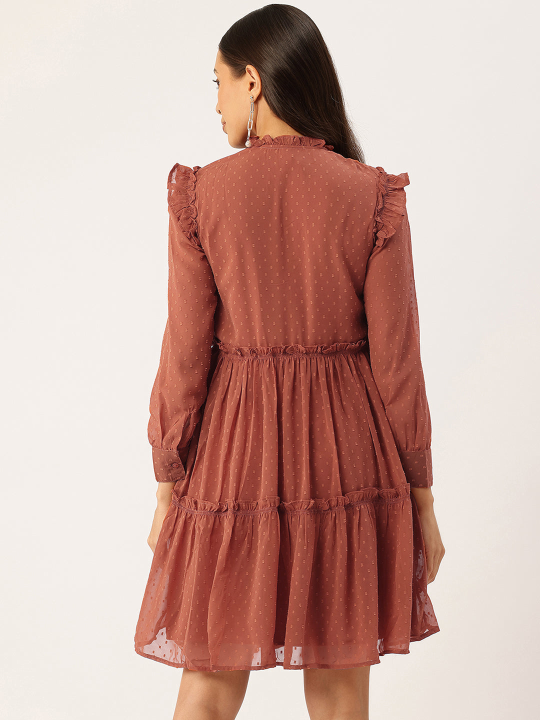 Ruffled Chiffon Fit & Flare Dress