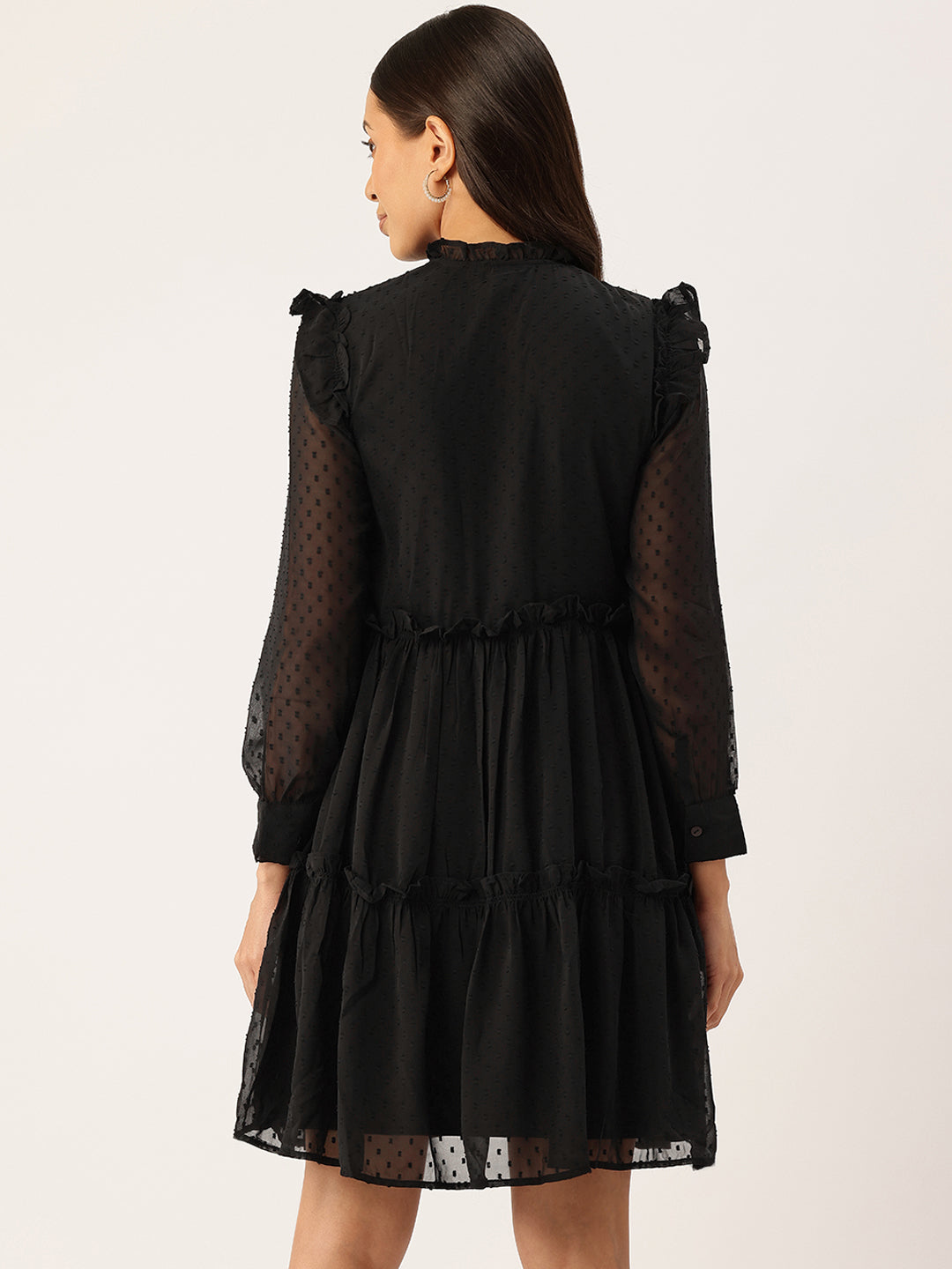 Ruffled Chiffon A-Line Dress