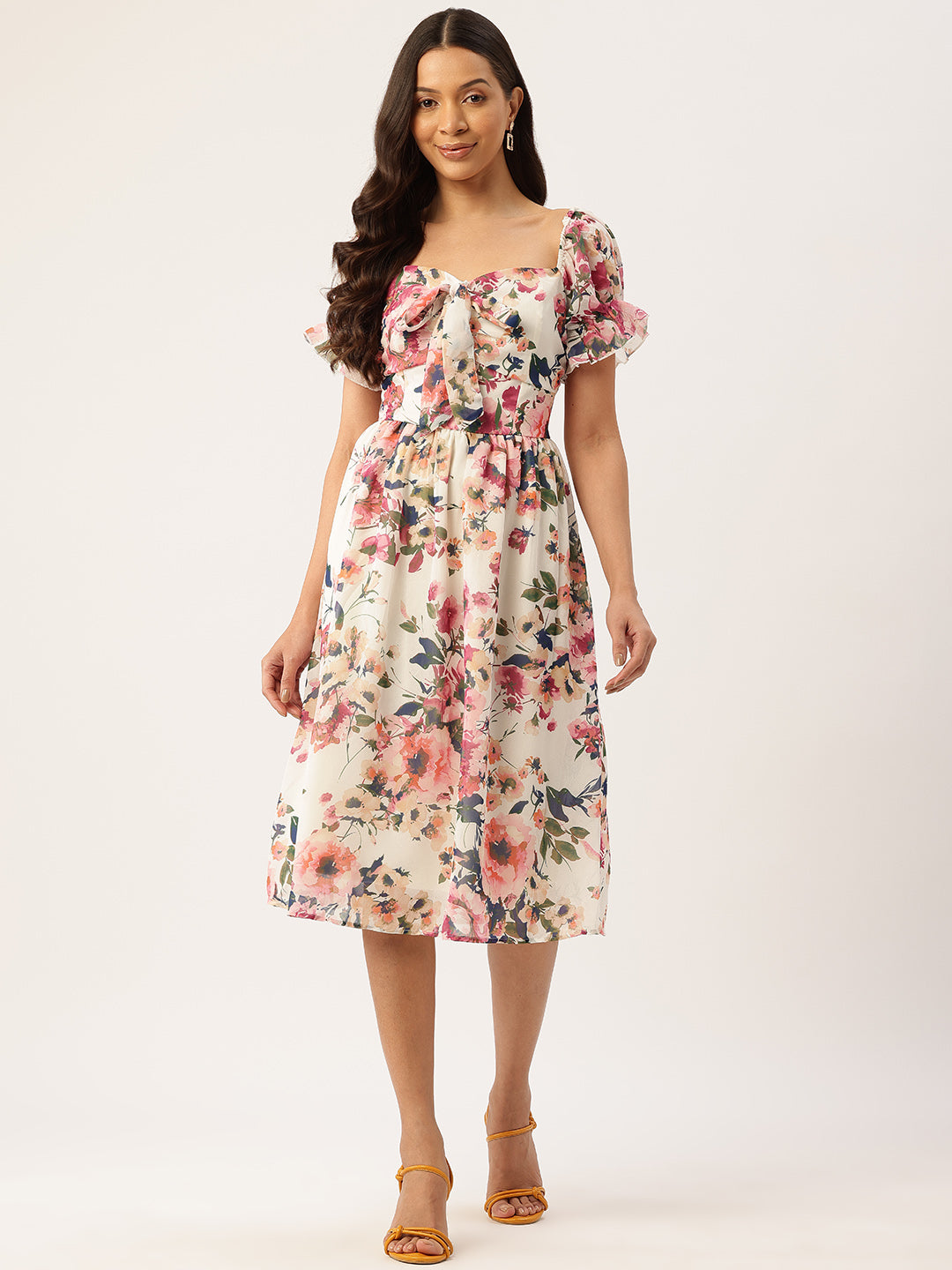 Floral Printed Fit & Flare Midi Dress