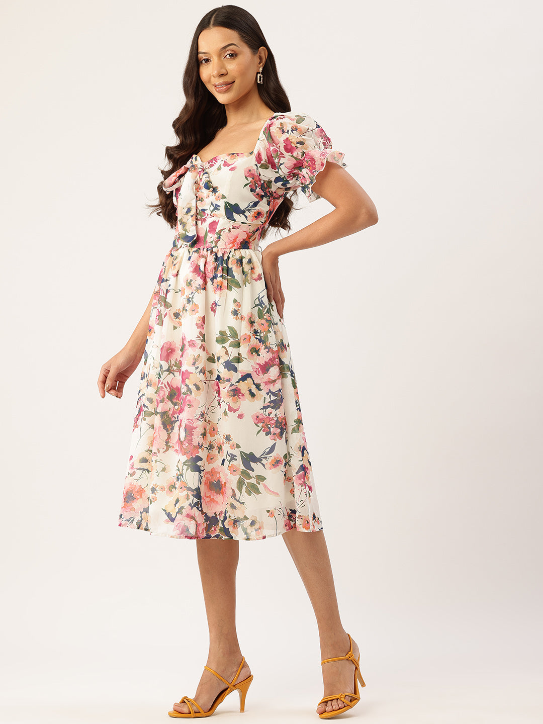 Floral Printed Fit & Flare Midi Dress