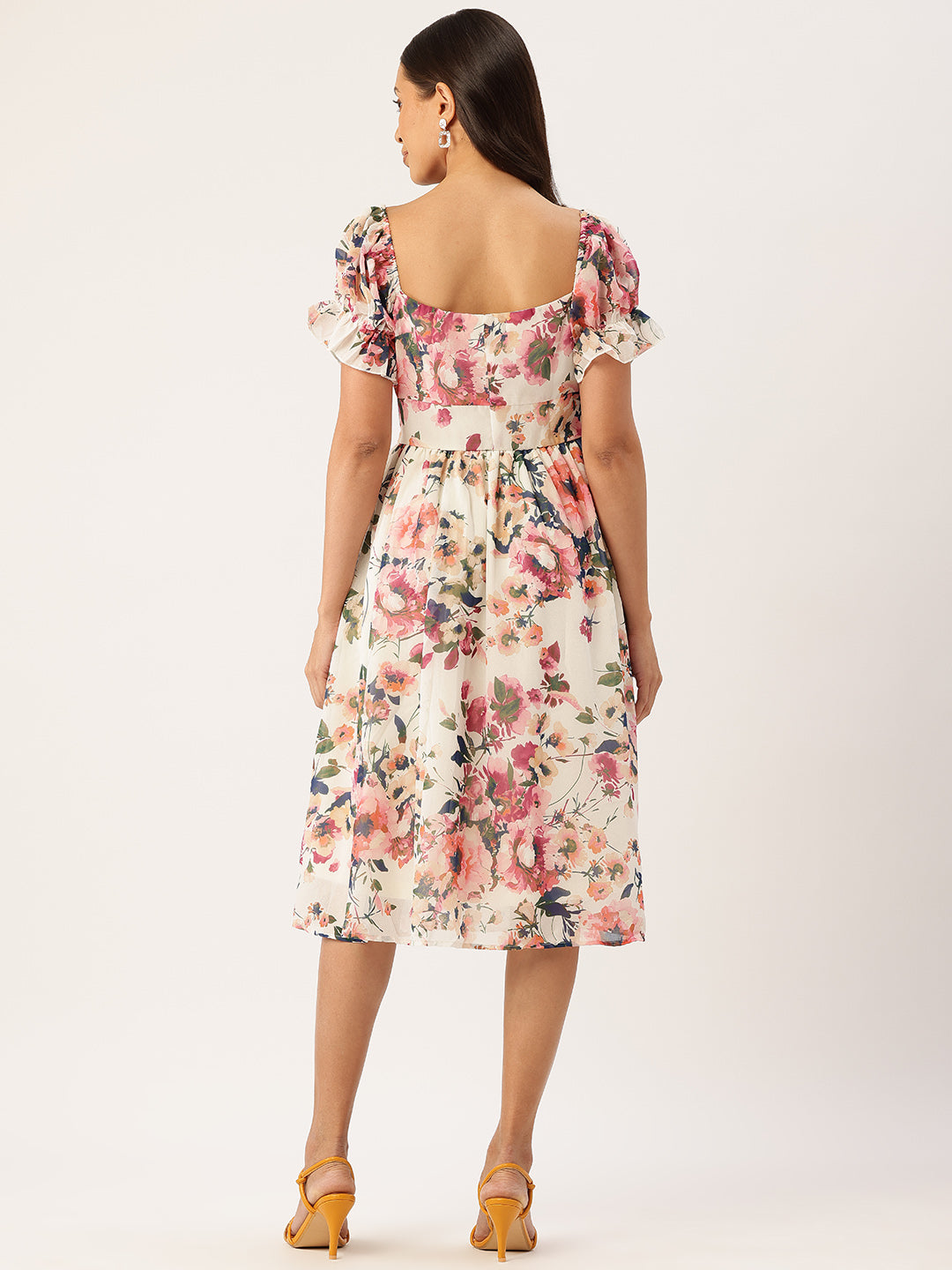 Floral Printed Fit & Flare Midi Dress