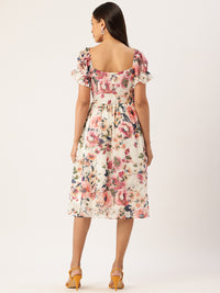 Thumbnail for Floral Printed Fit & Flare Midi Dress