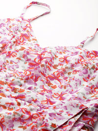 Thumbnail for Floral Printed Ruffled Fit & Flare Maxi Dress