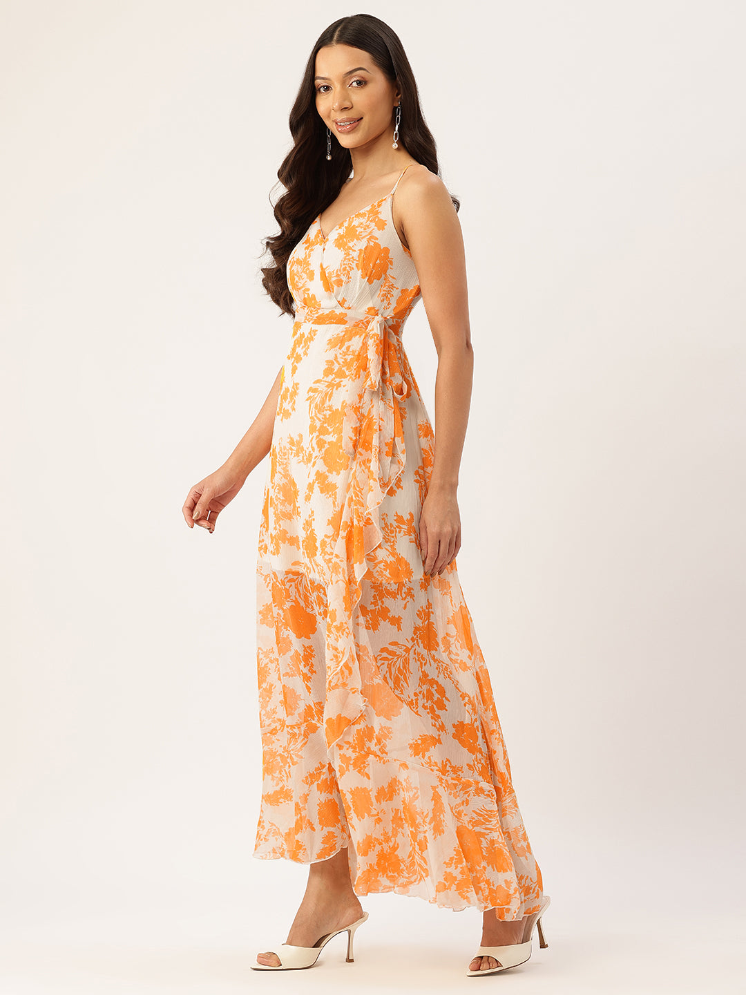 Floral Print Maxi Wrap Dress