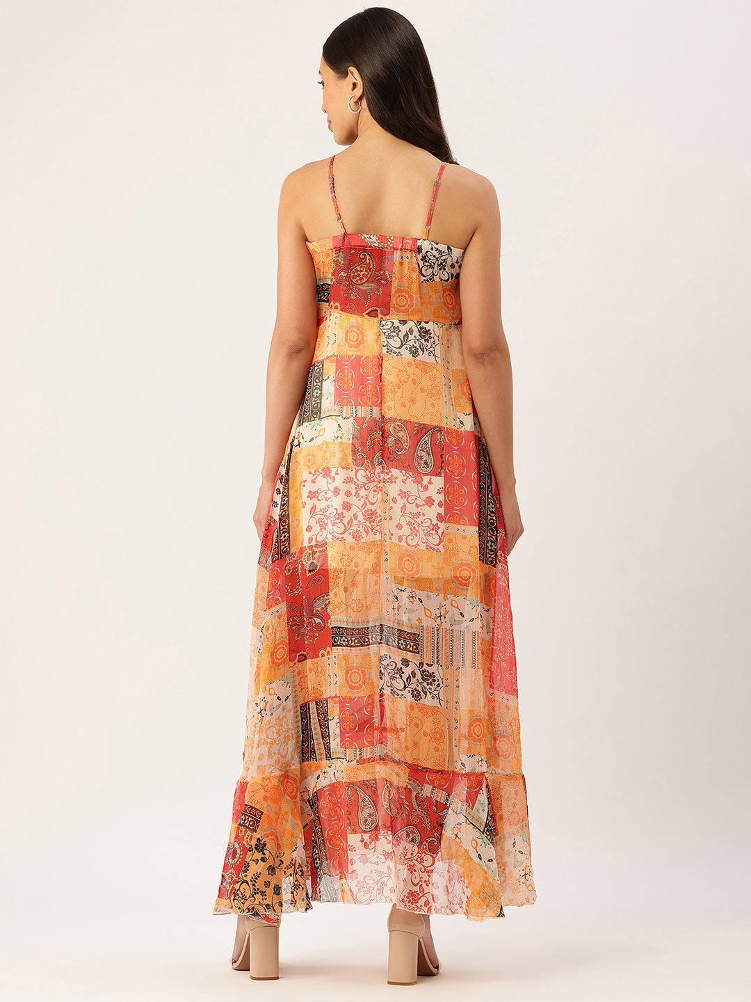 Ethnic Motifs Print Maxi Wrap Dress