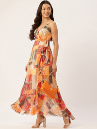 Thumbnail for Ethnic Motifs Print Maxi Wrap Dress