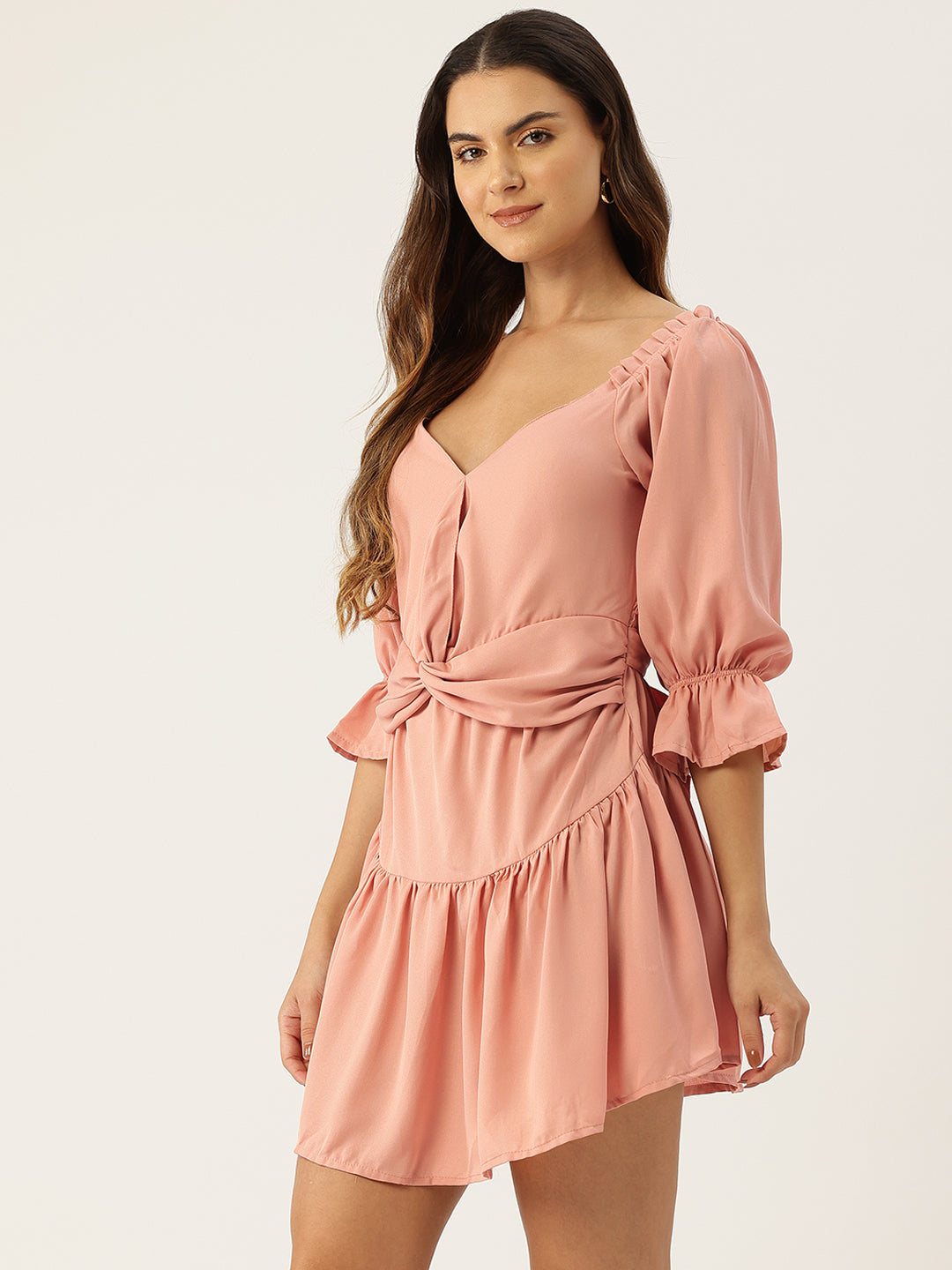 Puff Sleeve Mini Dress