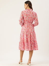 Thumbnail for Floral Printed Ruffled Fit & Flare Midi Dress