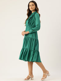 Thumbnail for Tie-Up Neck Ruffled Fit & Flare Midi Dress