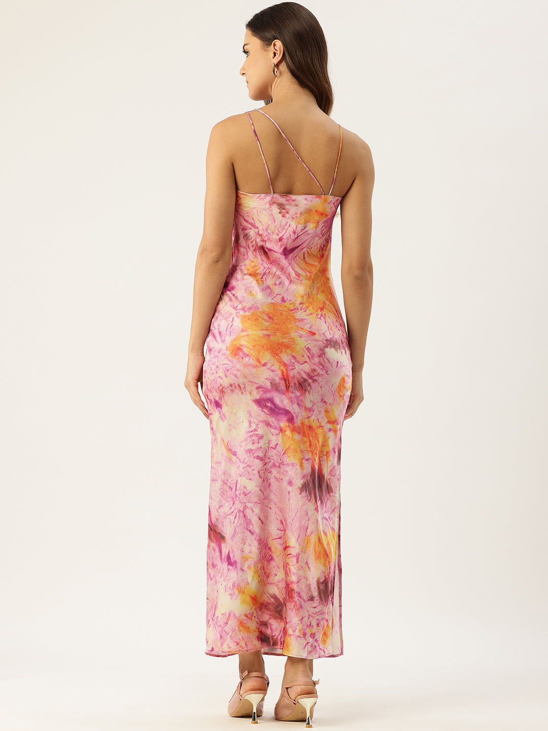 Printed One Shoulder Sheath Maxi Dress