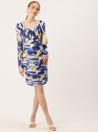 Thumbnail for Abstract Print Ruched Blouson Dress