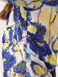 Thumbnail for Abstract Print Ruched Blouson Dress