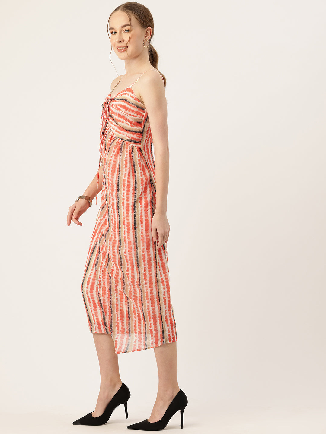 Tie & Dye Print A-Line Midi Dress