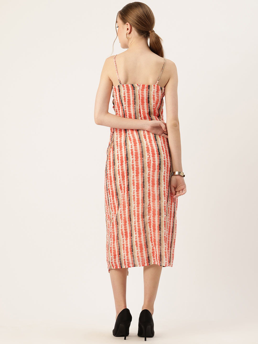 Tie & Dye Print A-Line Midi Dress