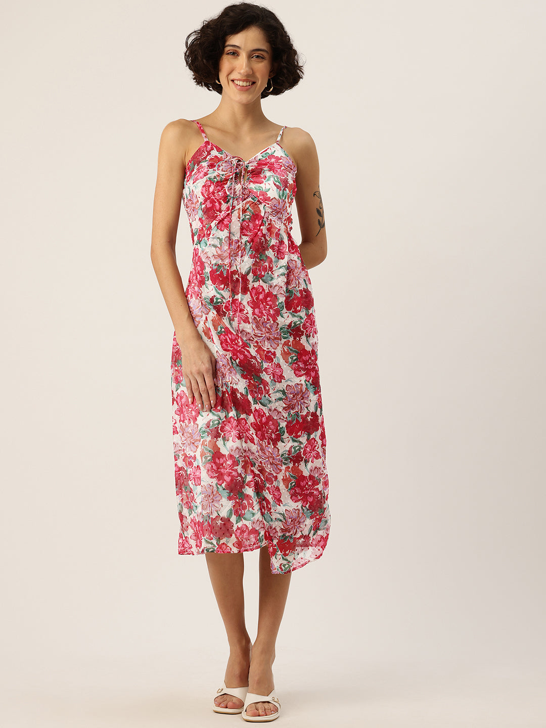 Floral Printed Empire Midi Dress