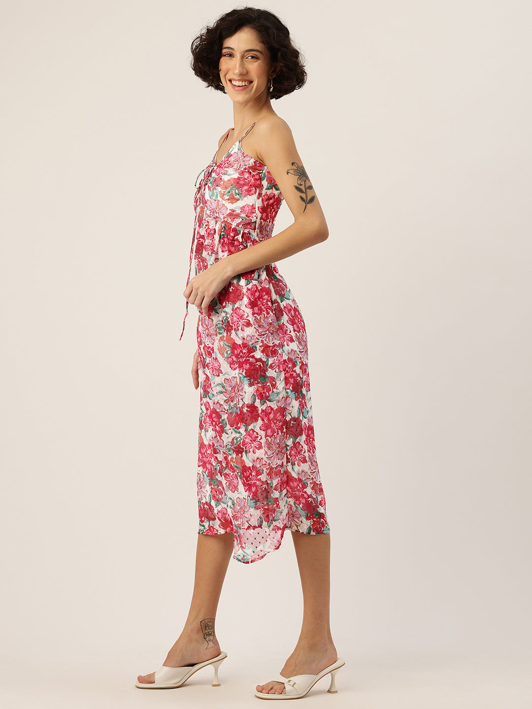 Floral Printed Empire Midi Dress