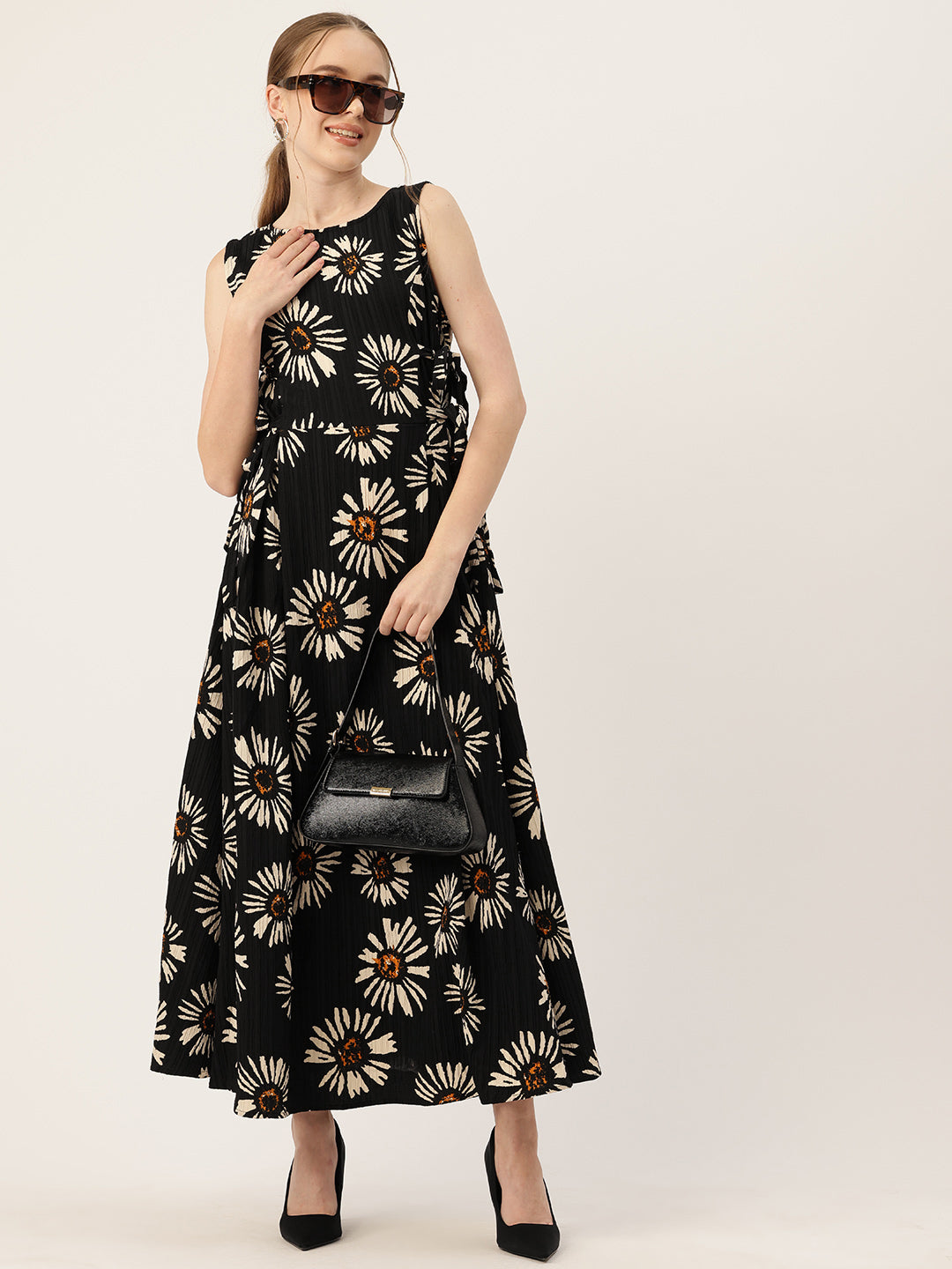 Floral Print A-Line Maxi Dress