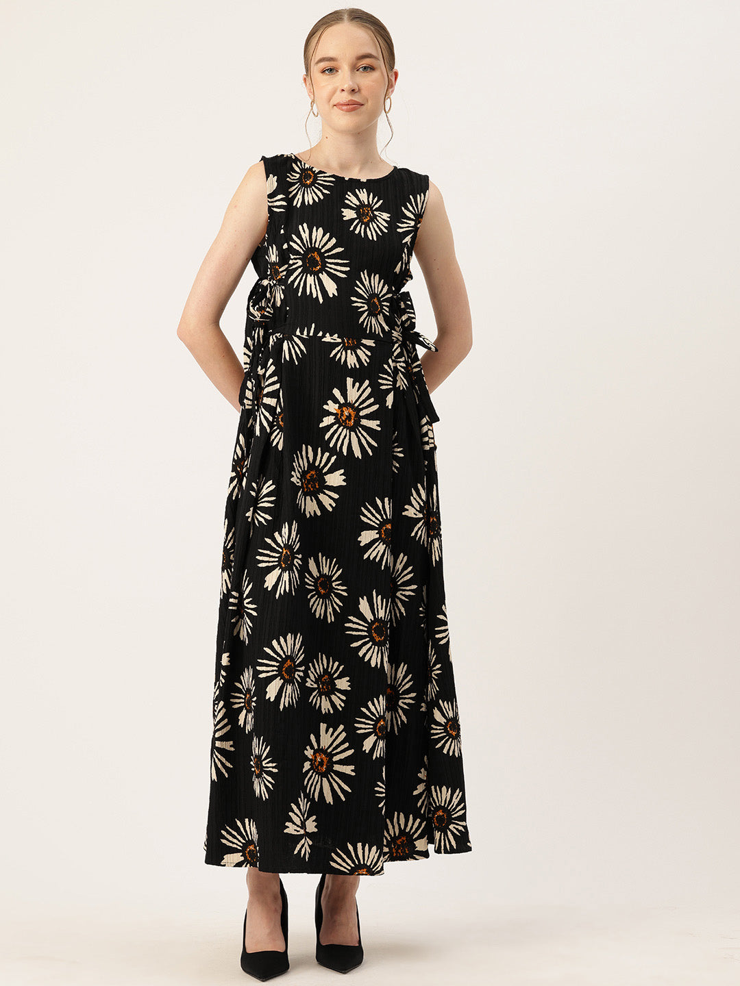 Floral Print A-Line Maxi Dress