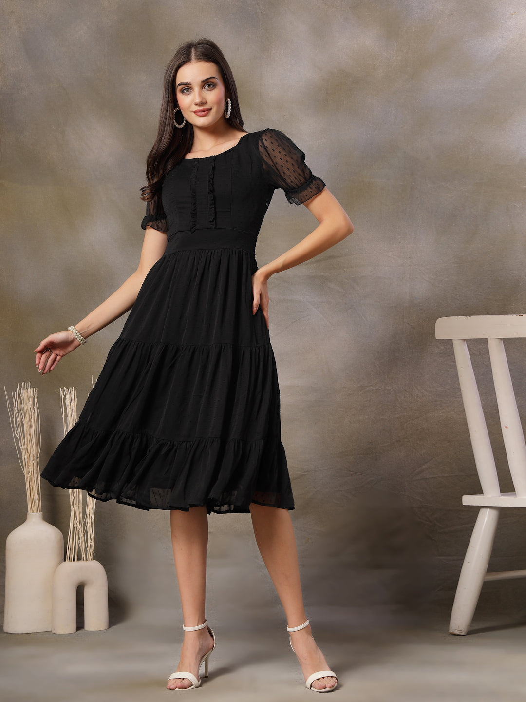 Women Tiered Fit & Flare Dress