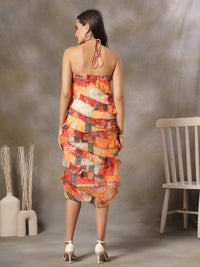 Thumbnail for Women Ethnic Motifs Printed Ruffled Detailed A-Line Dress