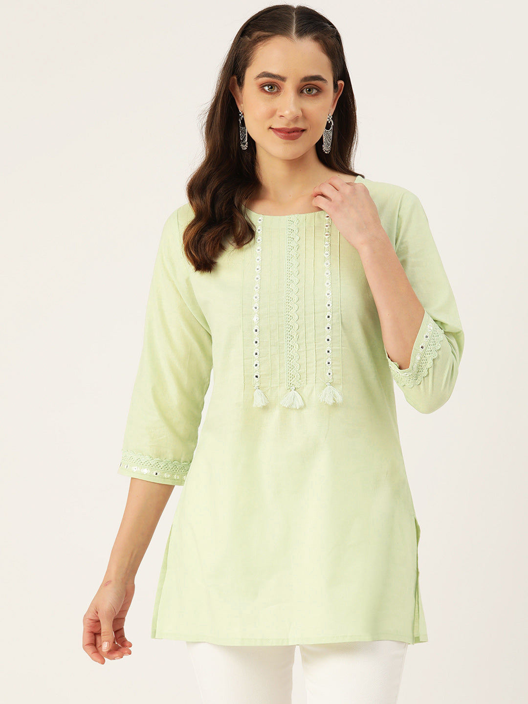 Yoke Design Mirror Work Pure Cotton Mirror Work Kurti