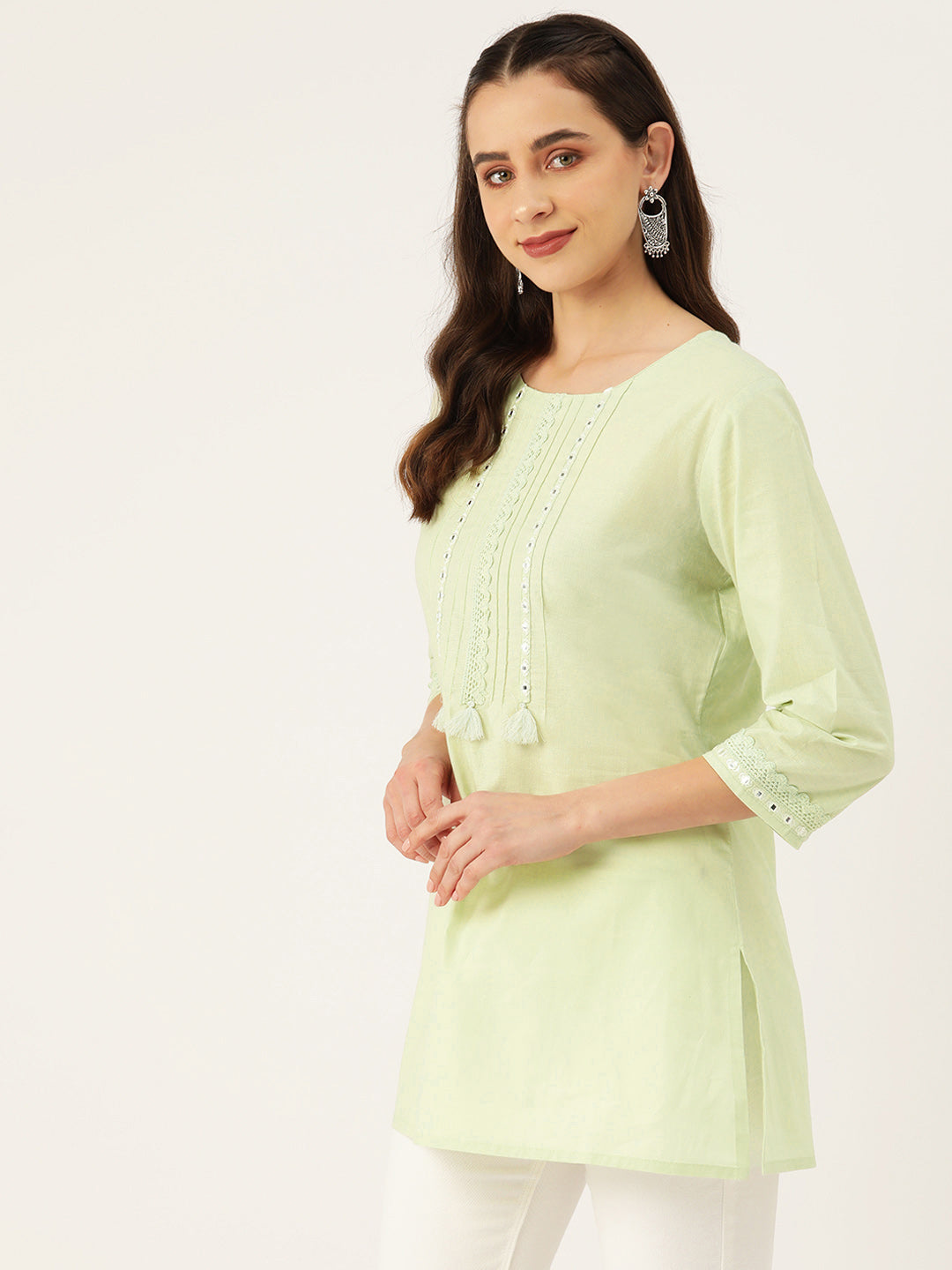 Yoke Design Mirror Work Pure Cotton Mirror Work Kurti