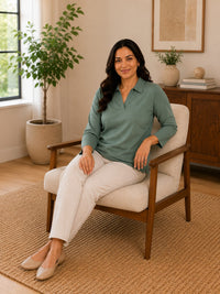 Thumbnail for Women’s Solid V-Neck Knit Top with Elbow Sleeves