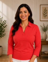 Thumbnail for Women’s Solid V-Neck Knit Top with Elbow Sleeves