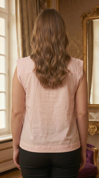Thumbnail for Women's Soft Blush Pintuck Sleeveless Cotton Top