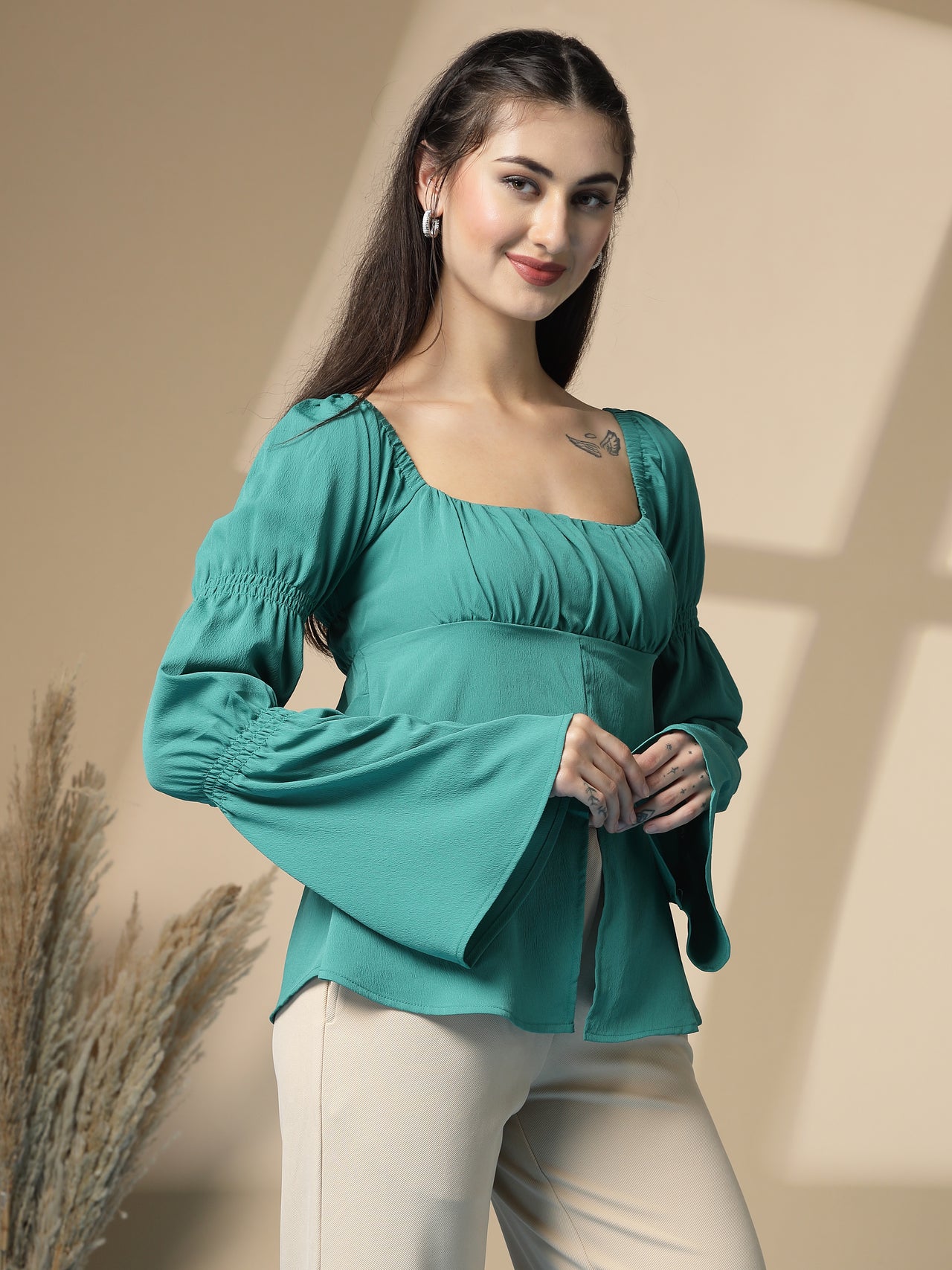 Solid Peplum Top