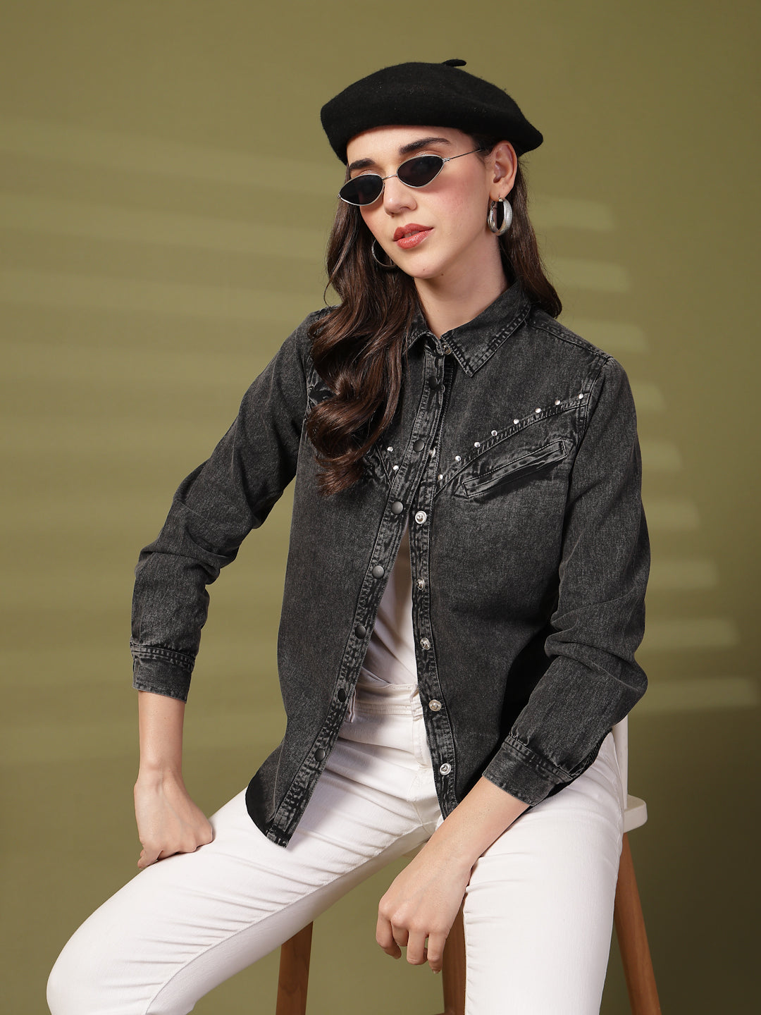 Women Comfort Denim Casual Shirt