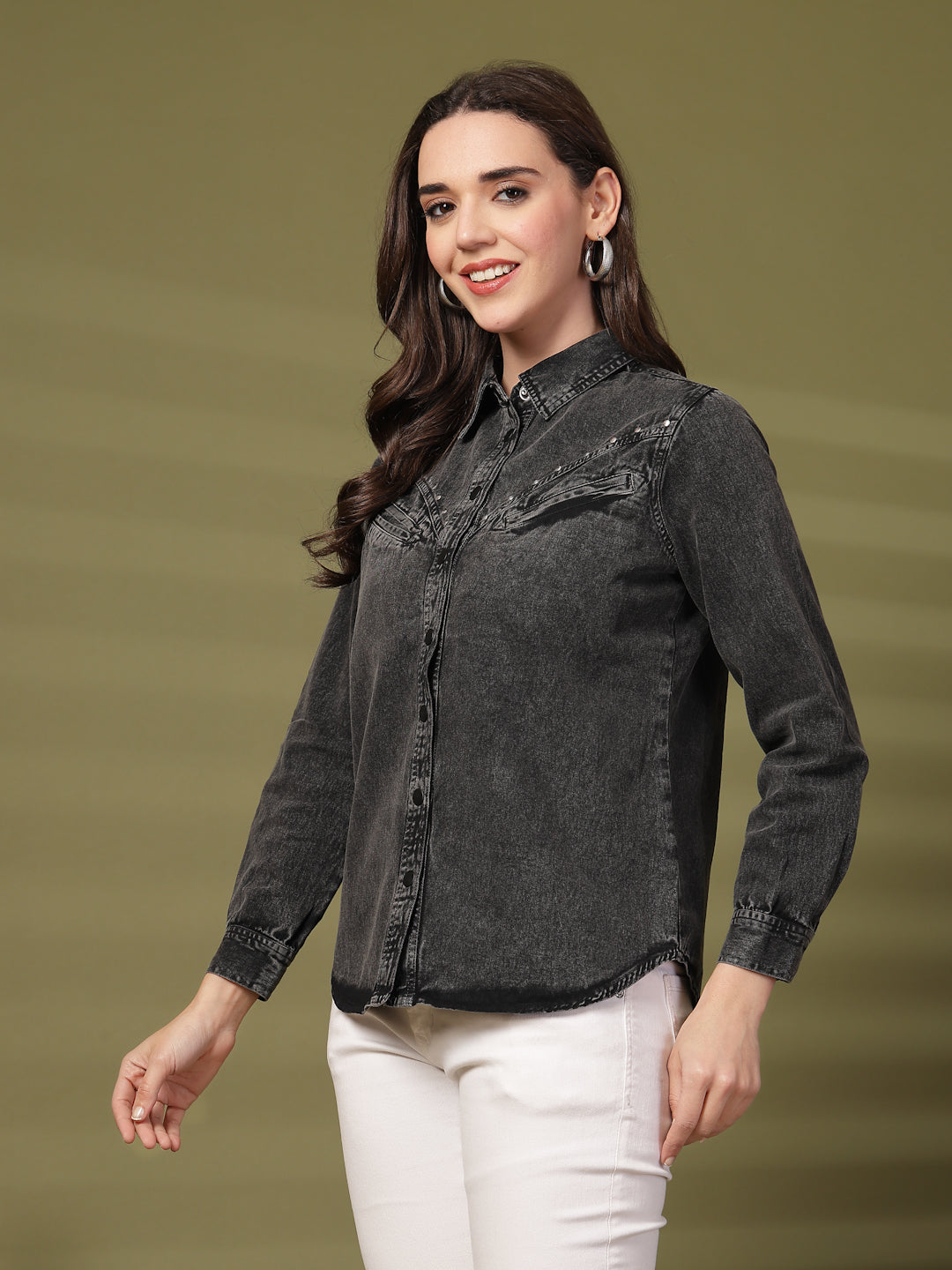 Women Comfort Denim Casual Shirt