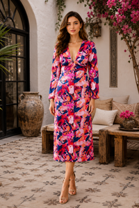 Thumbnail for Women's Abstract Print Knee Length Dress