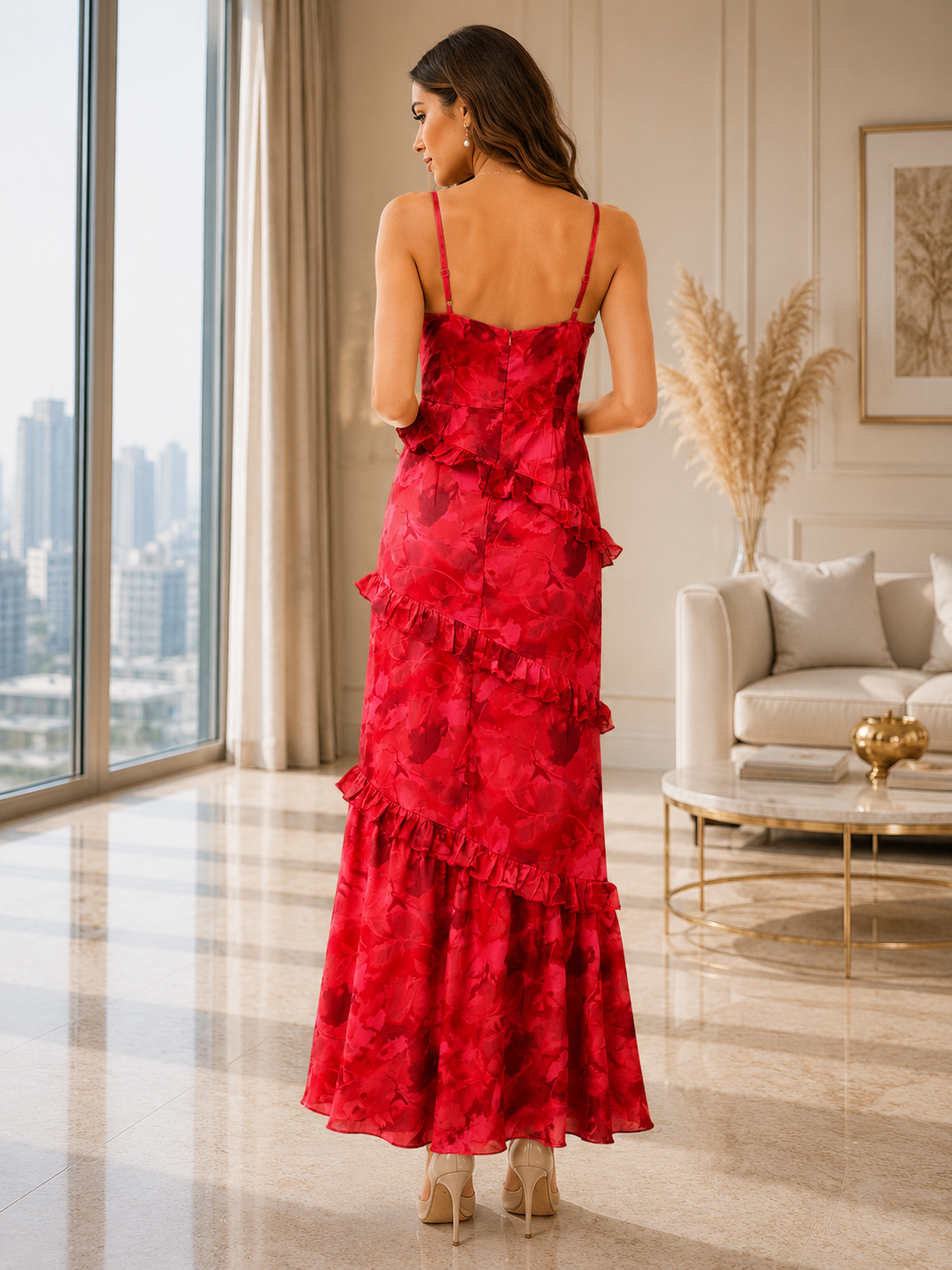 Women's Layered Ruffle Maxi Dress