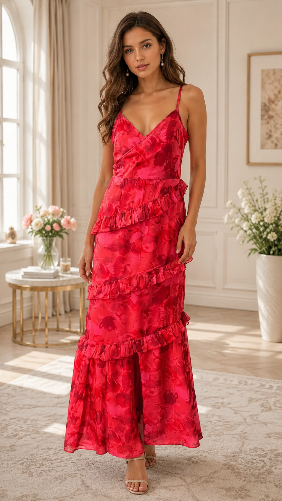 Women's Layered Ruffle Maxi Dress