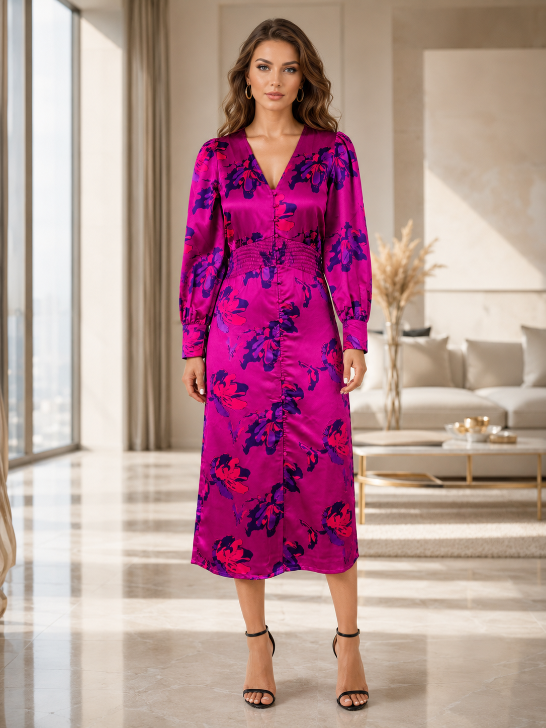 Women's Floral Print Knee Length Dress