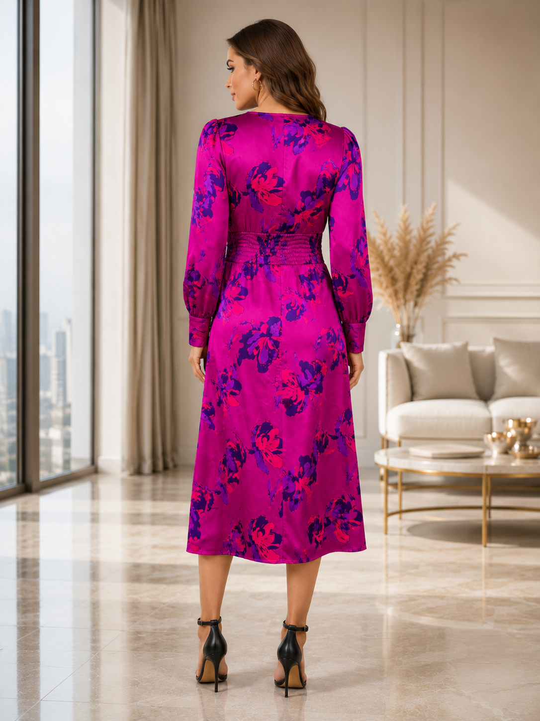 Women's Floral Print Knee Length Dress