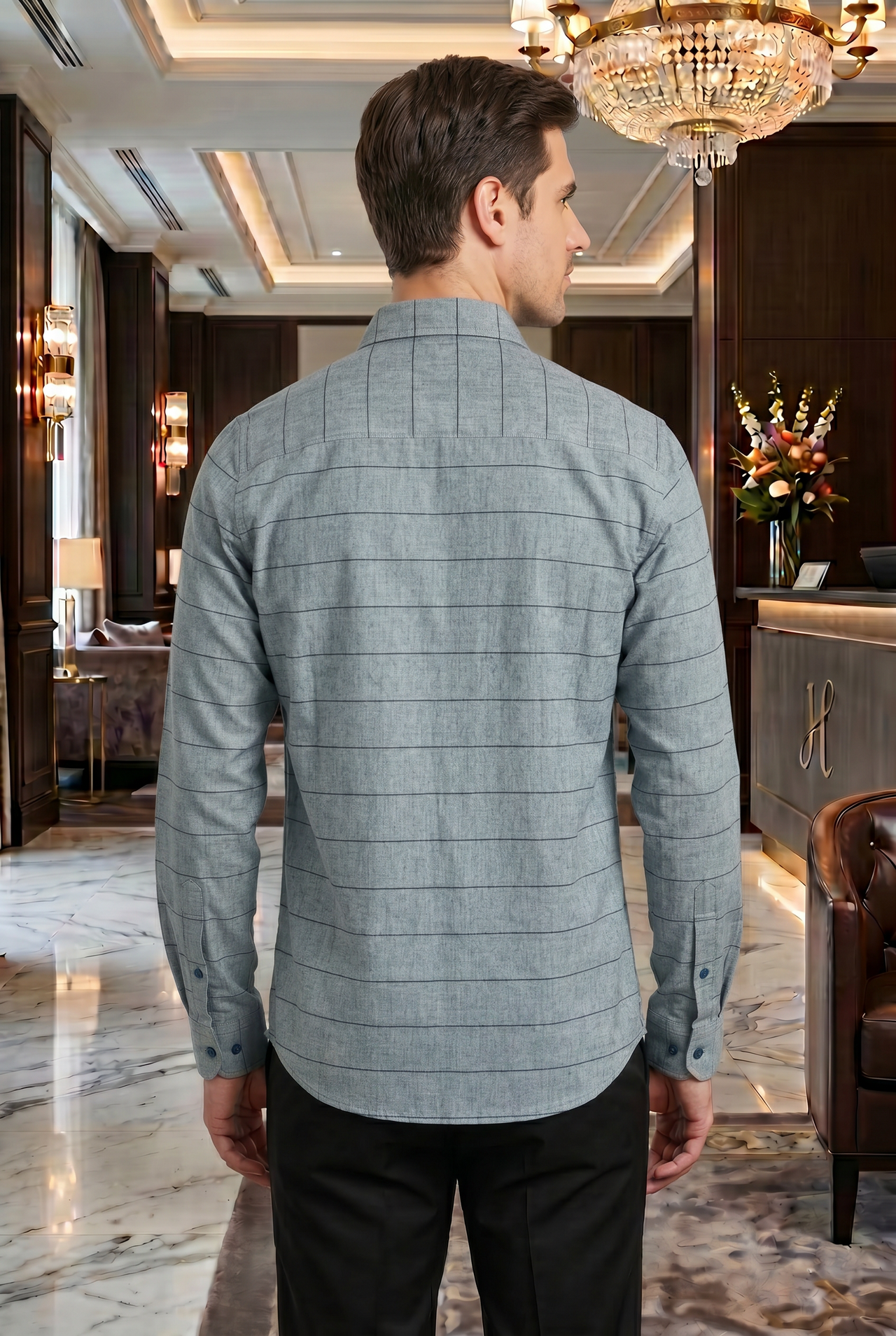 Men's Grey Checked Slim Fit Full Sleeve Casual Shirt | Soft Breathable Fabric | Smart Everyday Wear