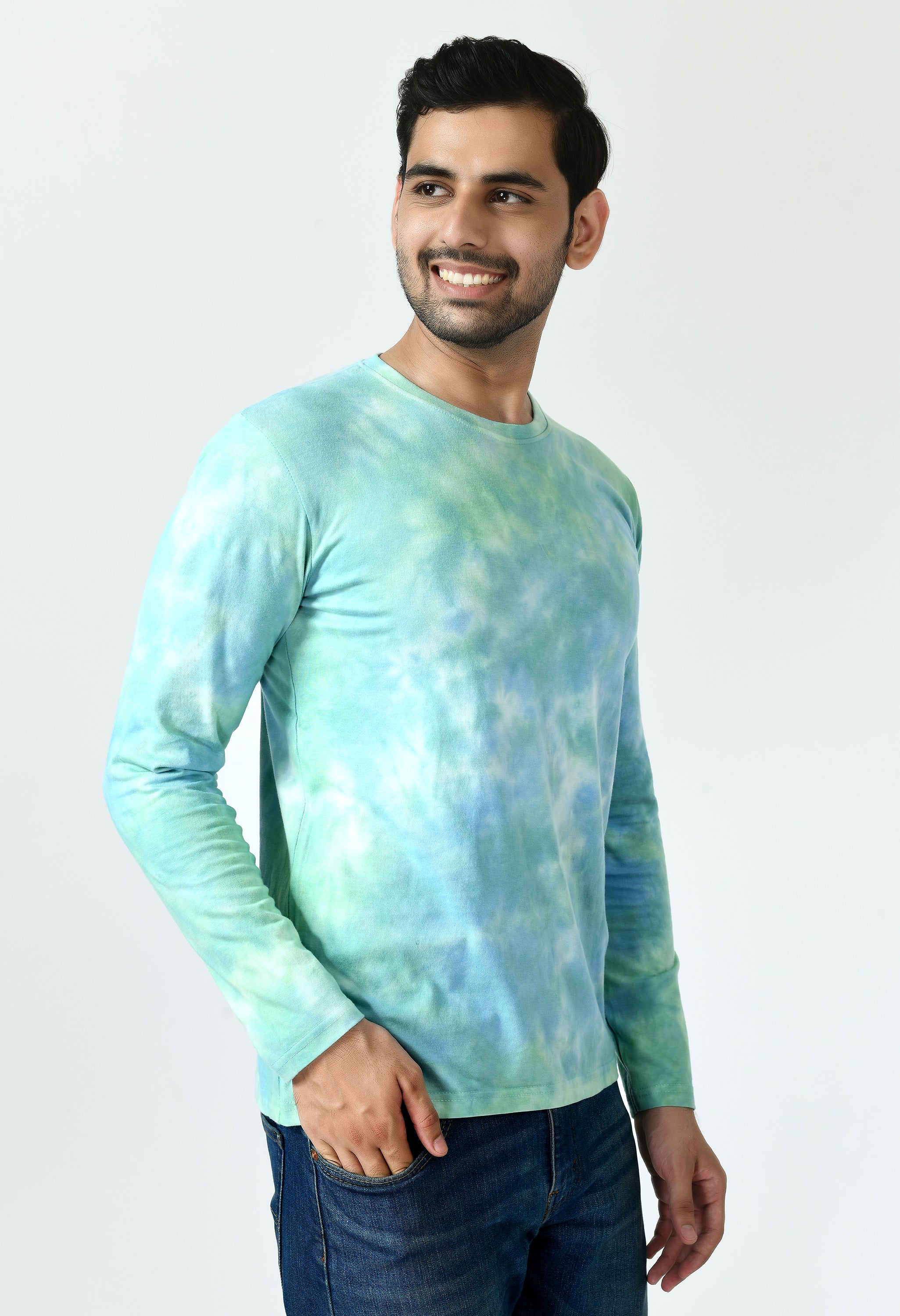 Pack of 2 Couple Tie & Dye Round Neck Pure Cotton Green T-Shirt