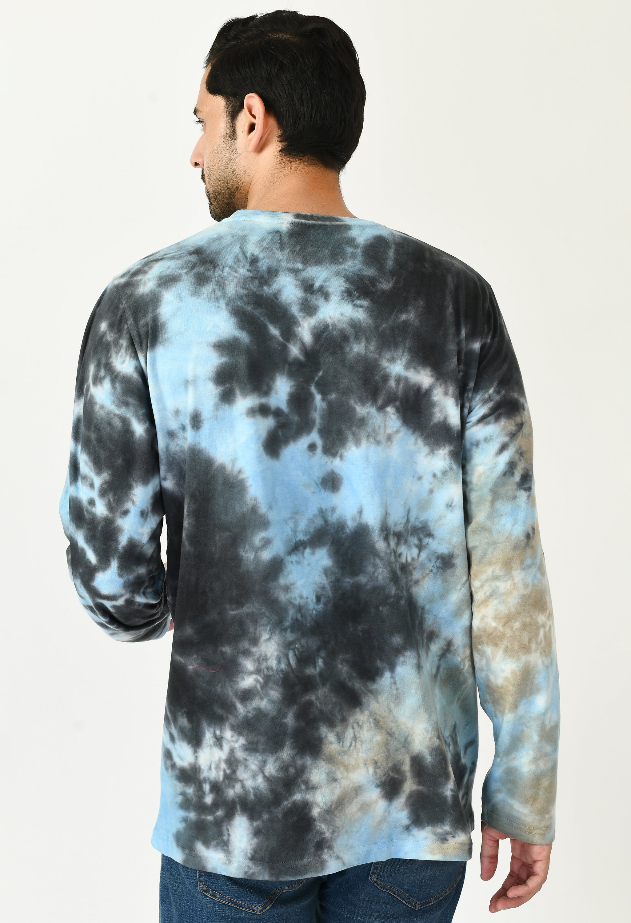 Pack of 2 Couple Tie & Dye Round Neck Pure Cotton Blue T-Shirt