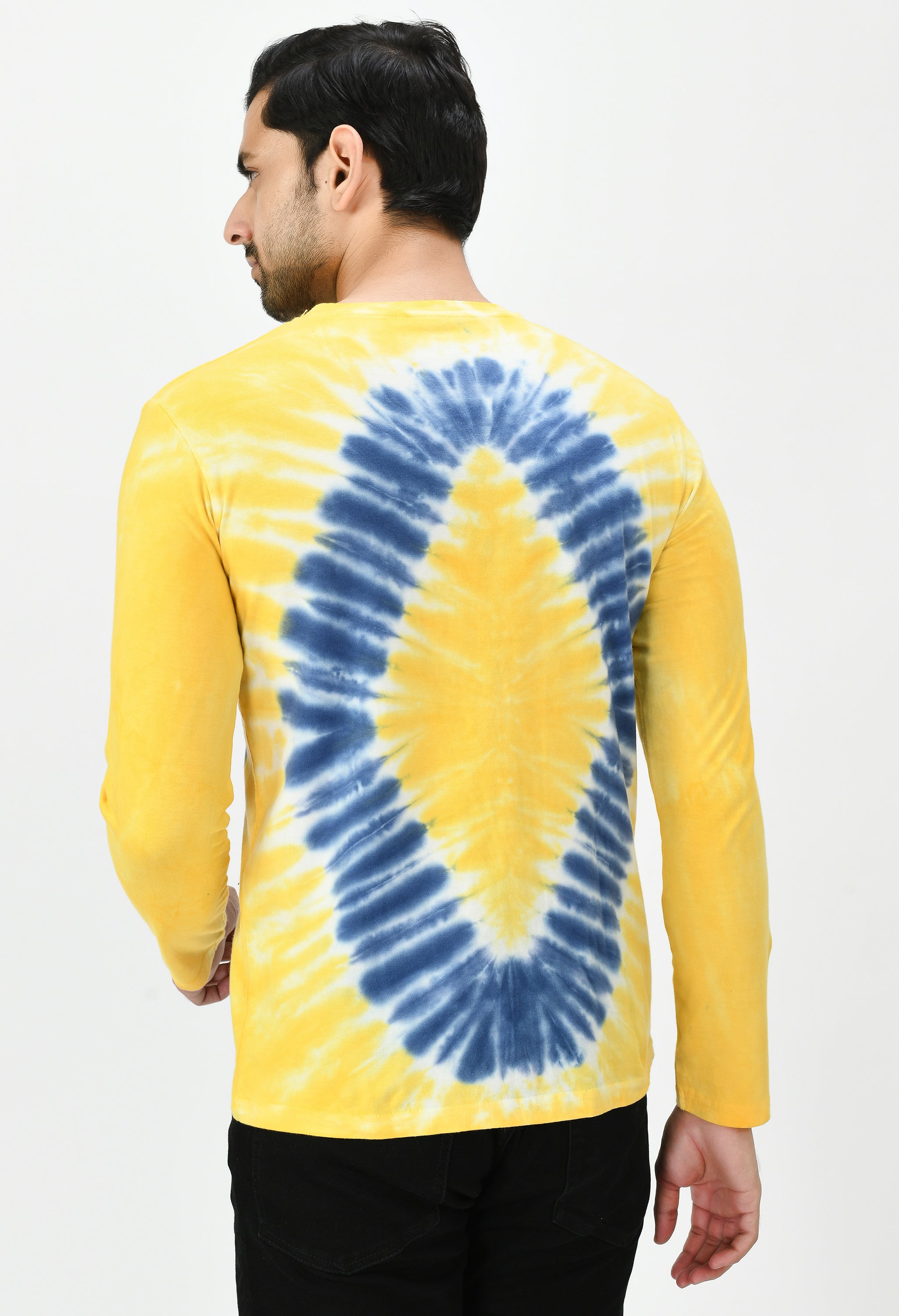 Pack of 2 Couple Tie & Dye Round Neck Pure Cotton Yellow Blue T-Shirt