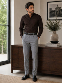 Thumbnail for Men Brown Solid Cotton Casual Shirt Full Sleeve Regular Fit Everyday Wear