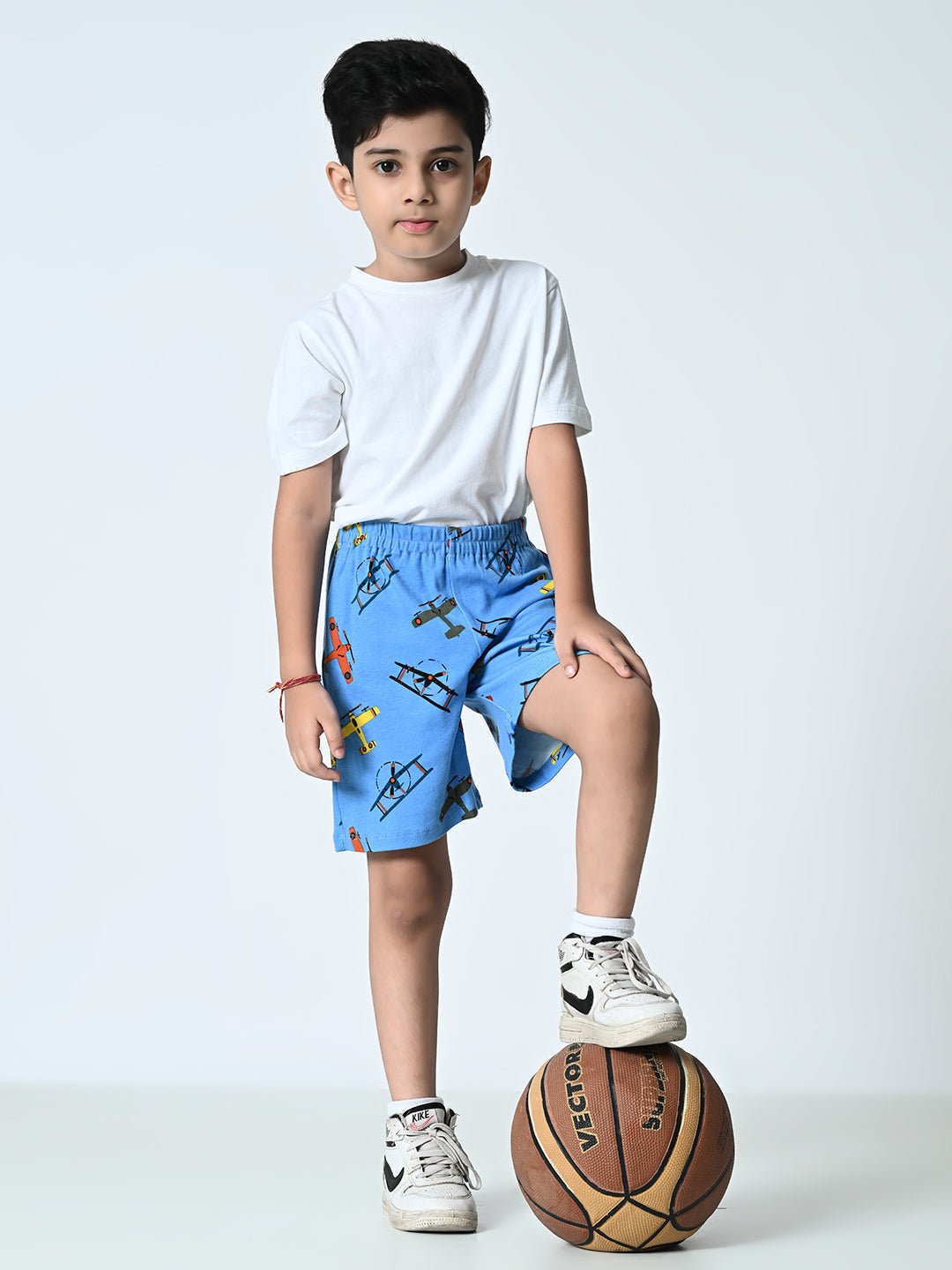 Airplane Printed Knitted Shorts - RueCollections