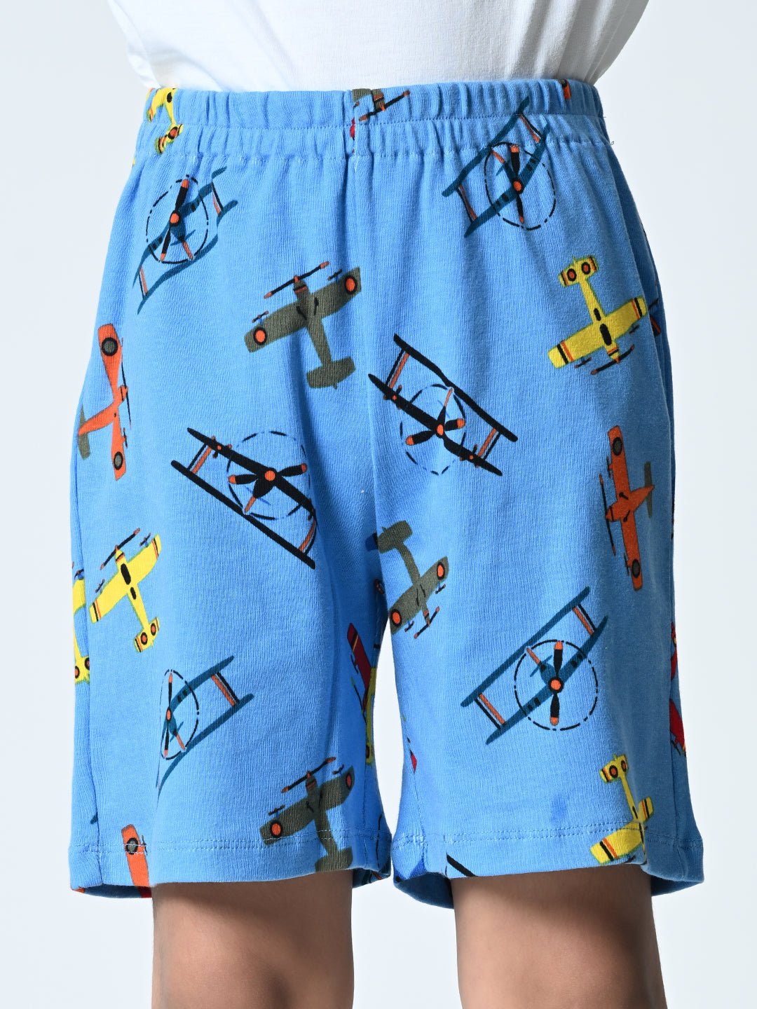 Airplane Printed Knitted Shorts - RueCollections