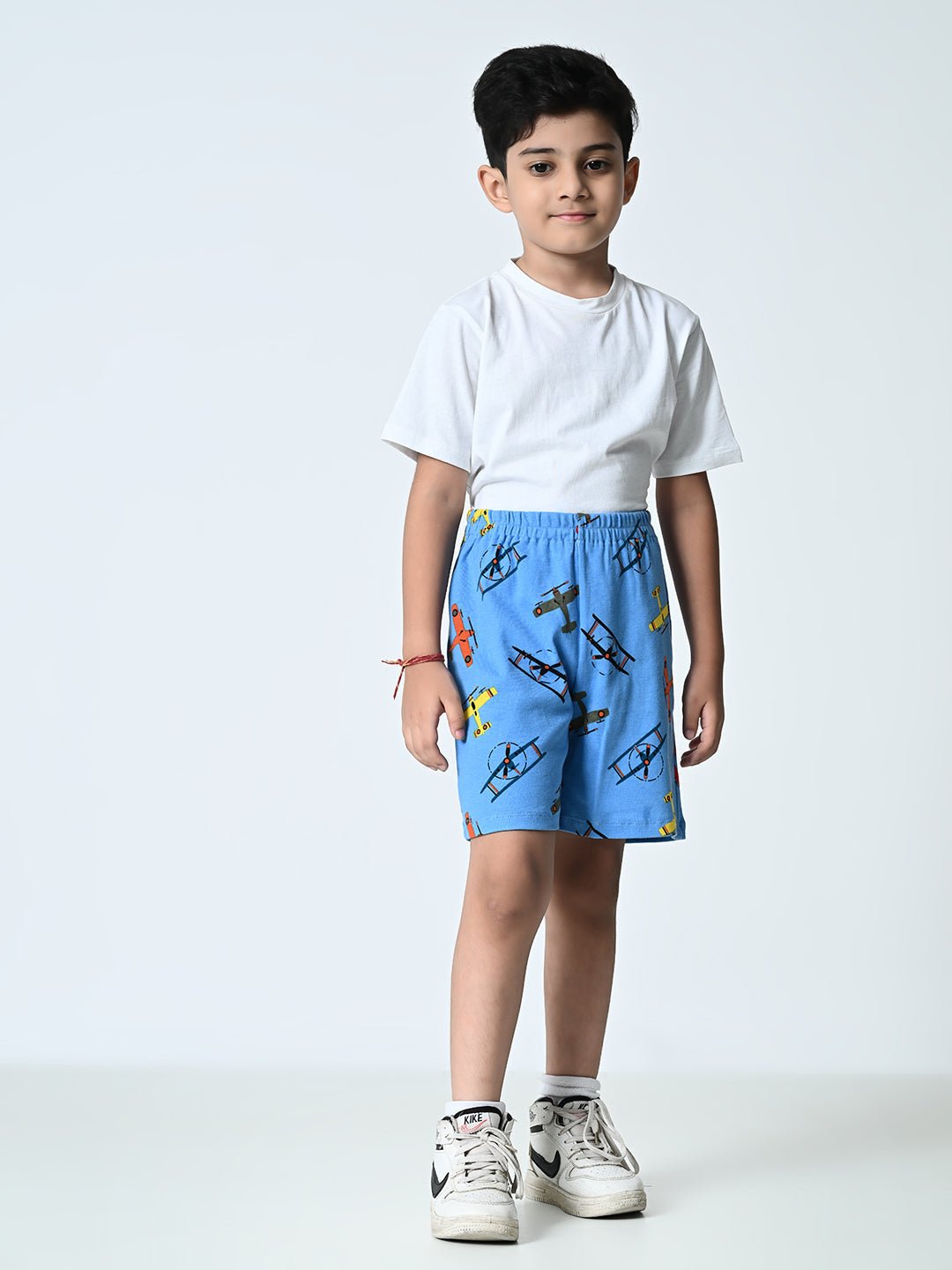 Airplane Printed Knitted Shorts - RueCollections